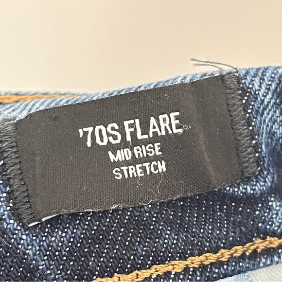 Express 16S 70s Flare Jeans Womens Large Short 0842 Flex Mid Rise Dark blue - Picture 8 of 13